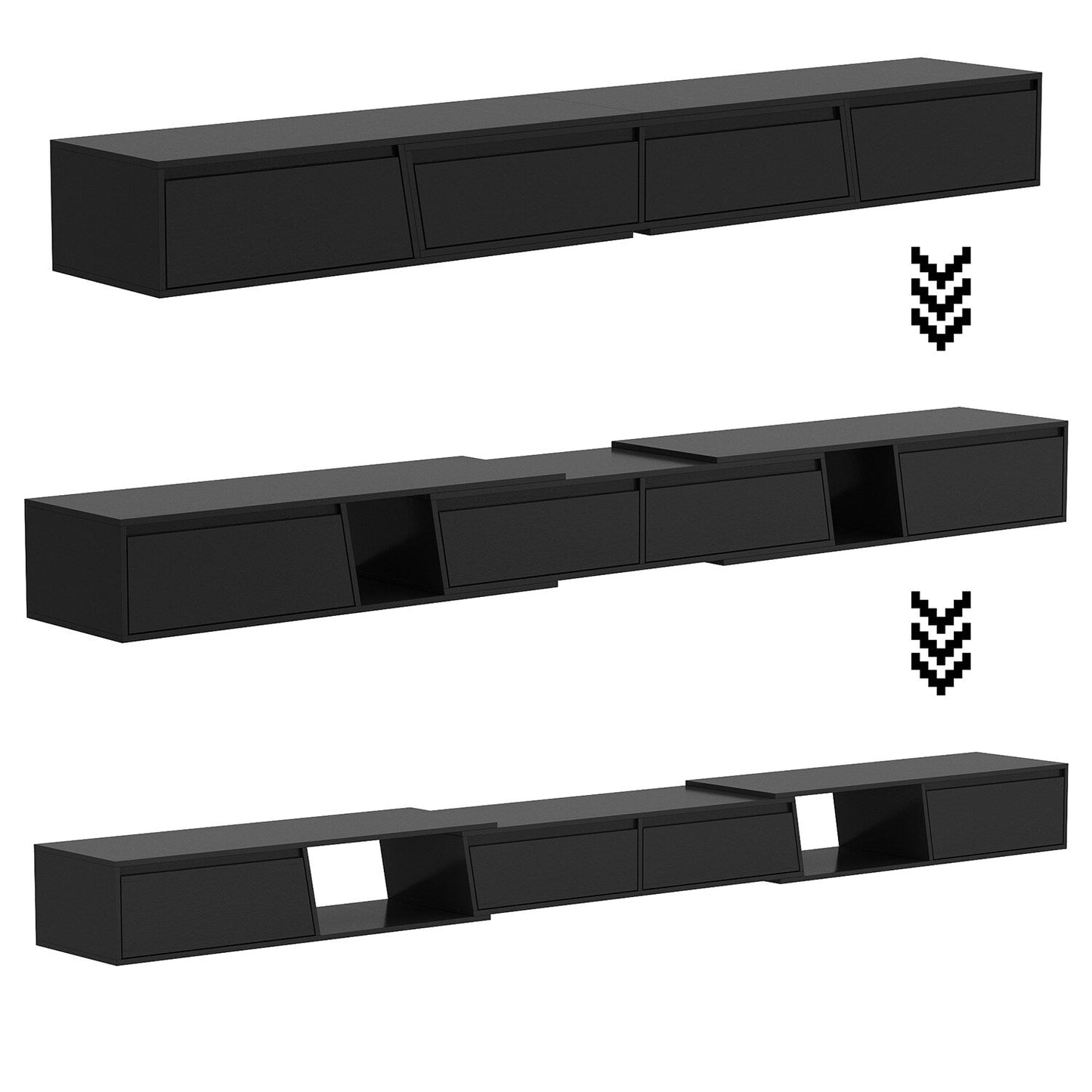 FUFU&GAGA Modern/Contemporary Black Tv Cabinet Integrated Tv Mount (Accommodates TVs up to 70-in)