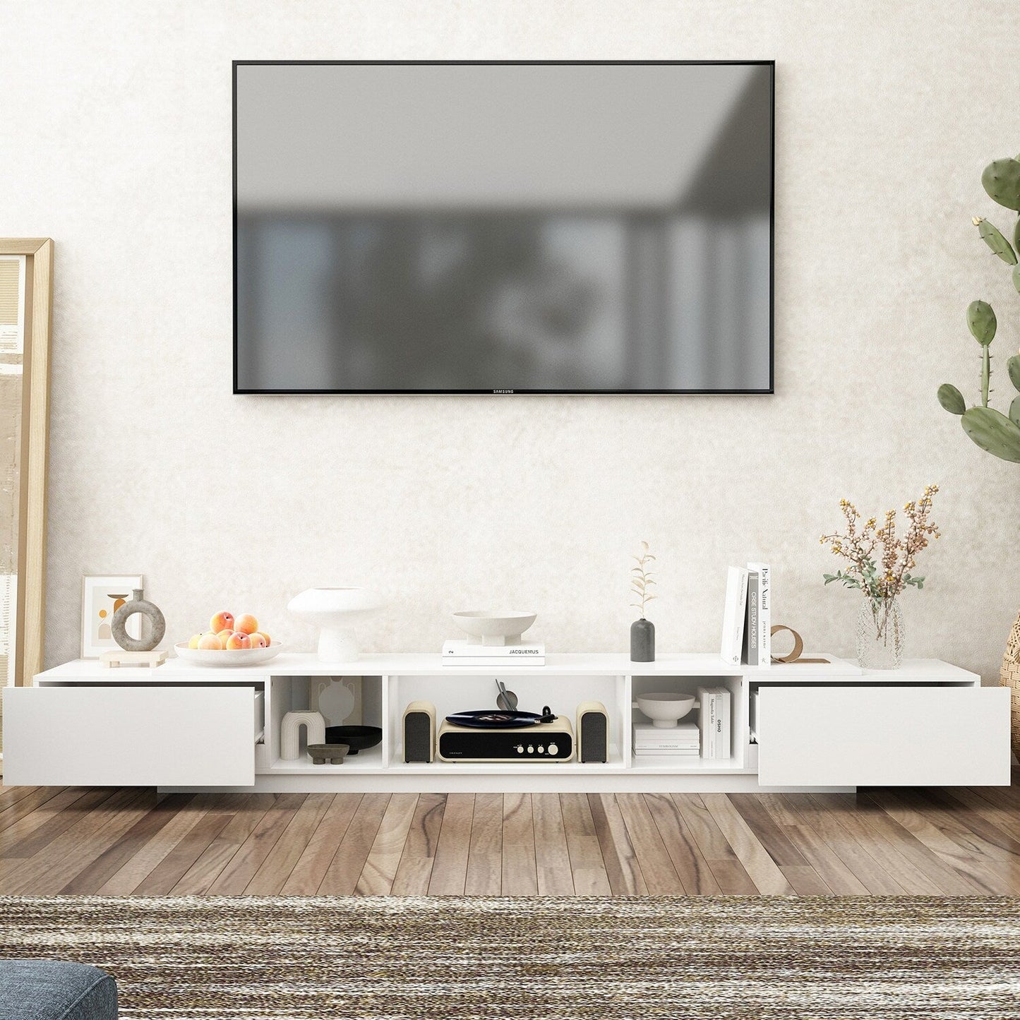 FUFU&GAGA Modern/Contemporary White Tv Cabinet (Accommodates TVs more than 70-in)