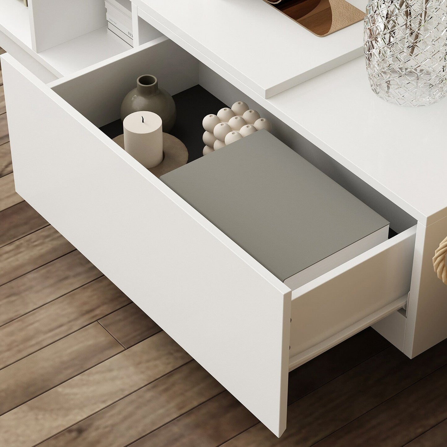 FUFU&GAGA Modern/Contemporary White Tv Cabinet (Accommodates TVs more than 70-in)