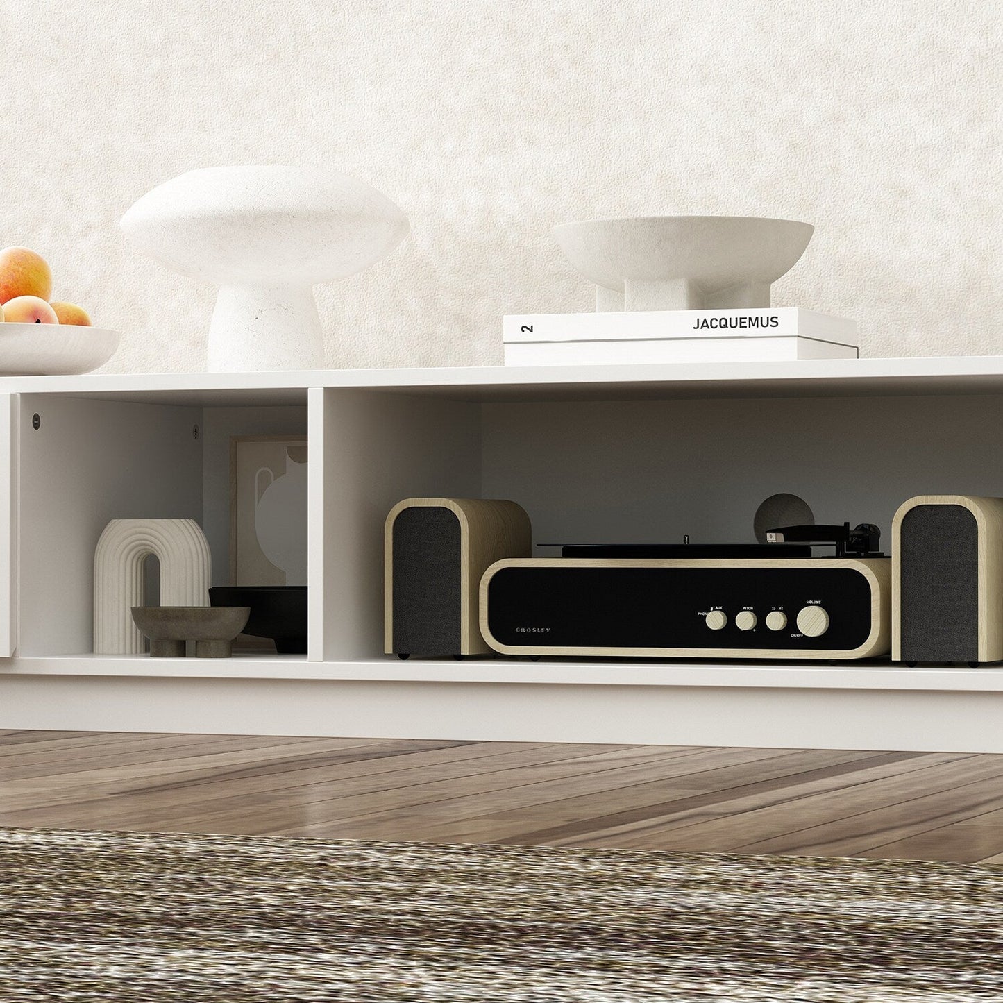 FUFU&GAGA Modern/Contemporary White Tv Cabinet (Accommodates TVs more than 70-in)
