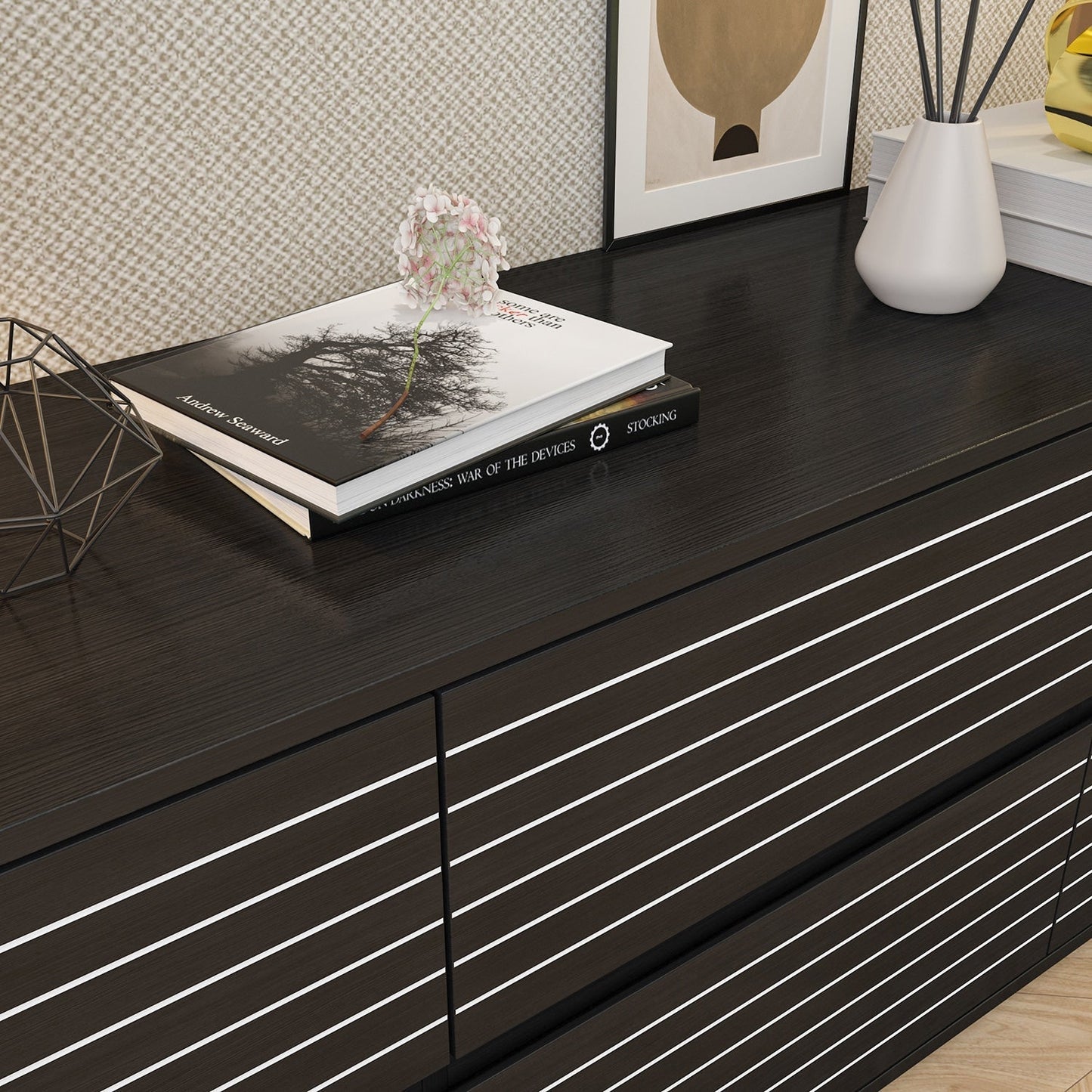 FUFU&GAGA Modern/Contemporary Black TV Cabinet (Accommodates TVs up to 70-in)
