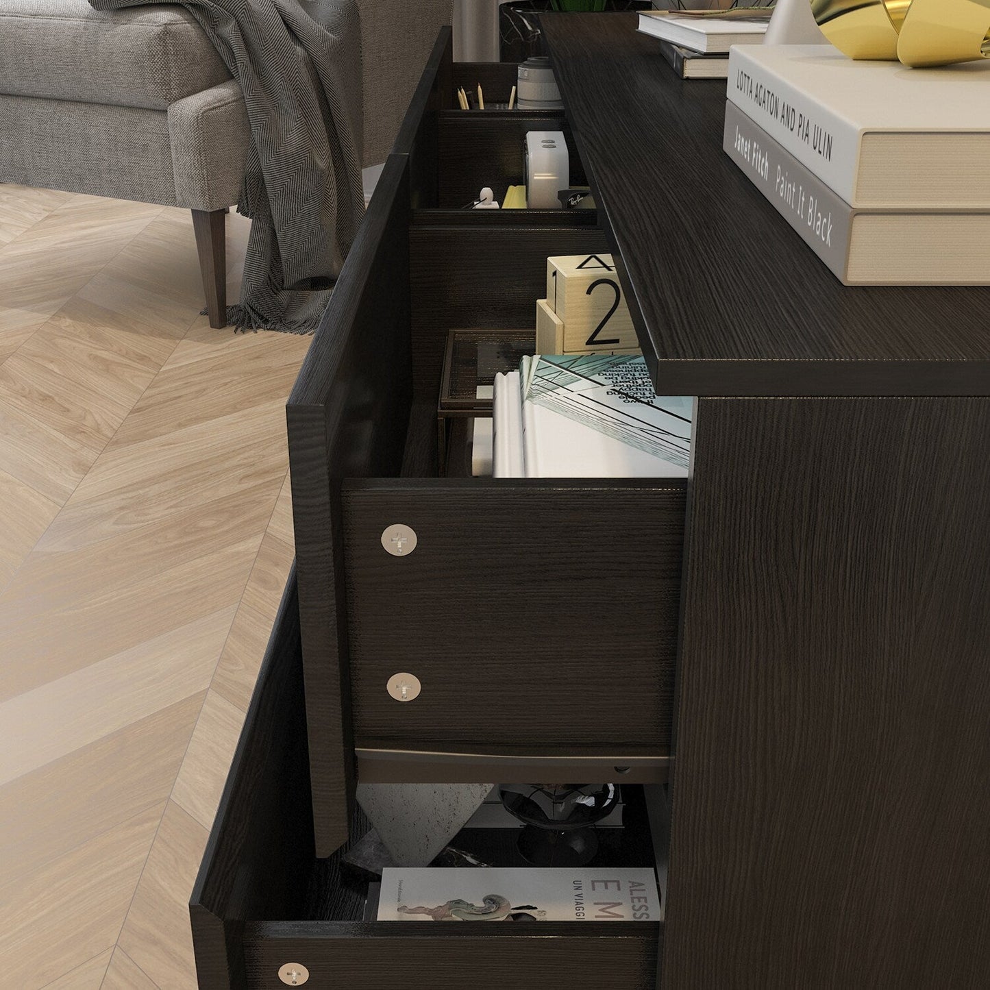 FUFU&GAGA Modern/Contemporary Black TV Cabinet (Accommodates TVs up to 70-in)