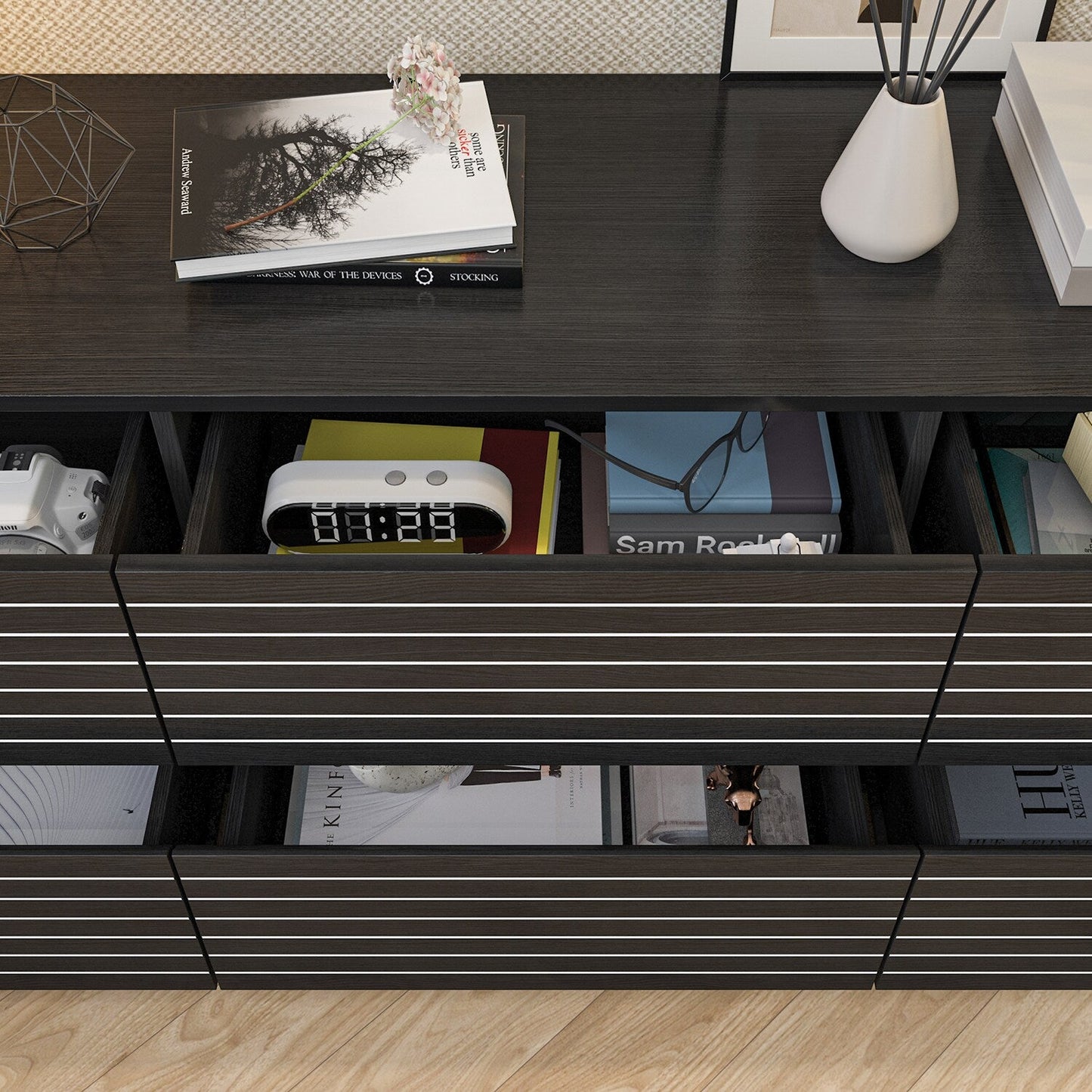 FUFU&GAGA Modern/Contemporary Black TV Cabinet (Accommodates TVs up to 70-in)