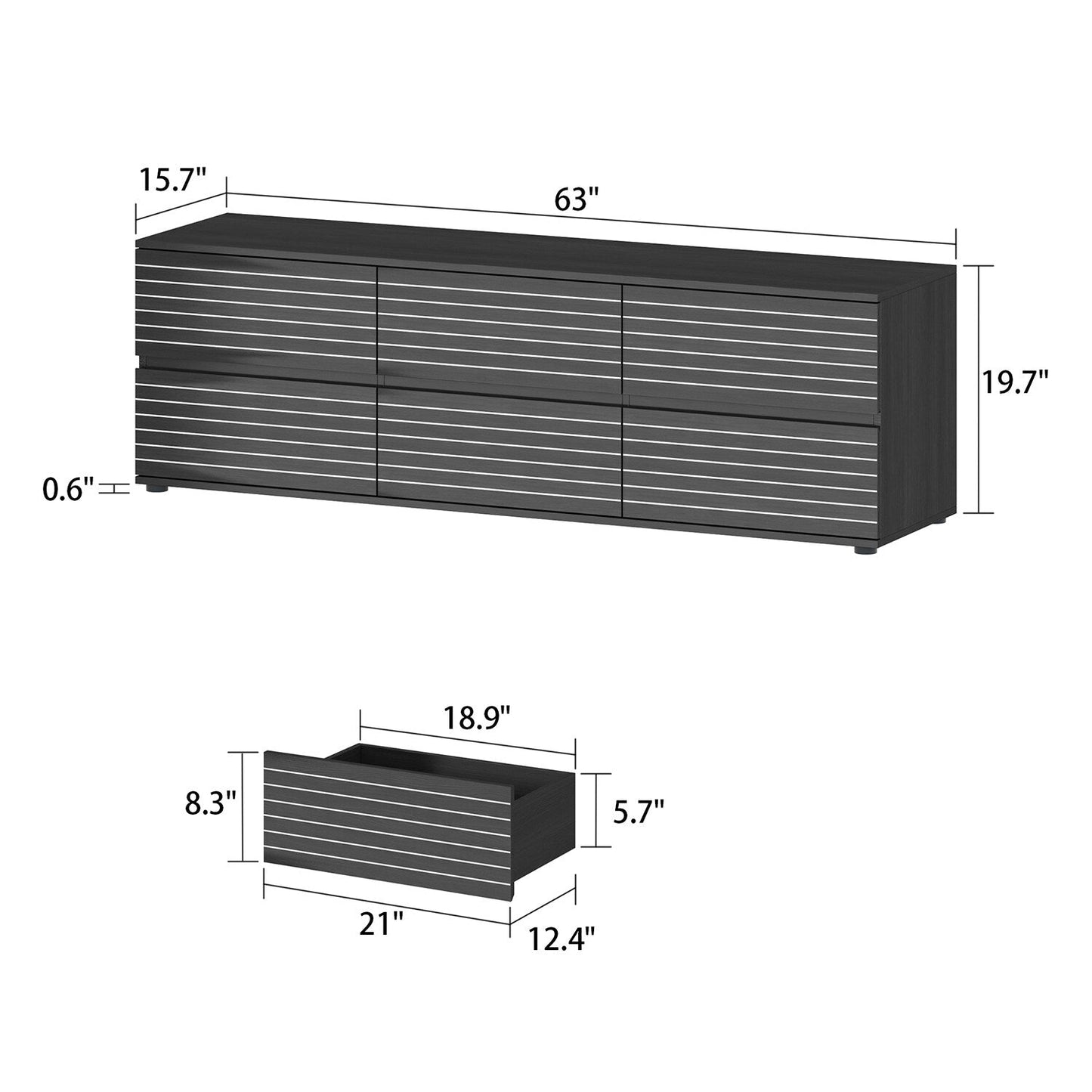 FUFU&GAGA Modern/Contemporary Black TV Cabinet (Accommodates TVs up to 70-in)