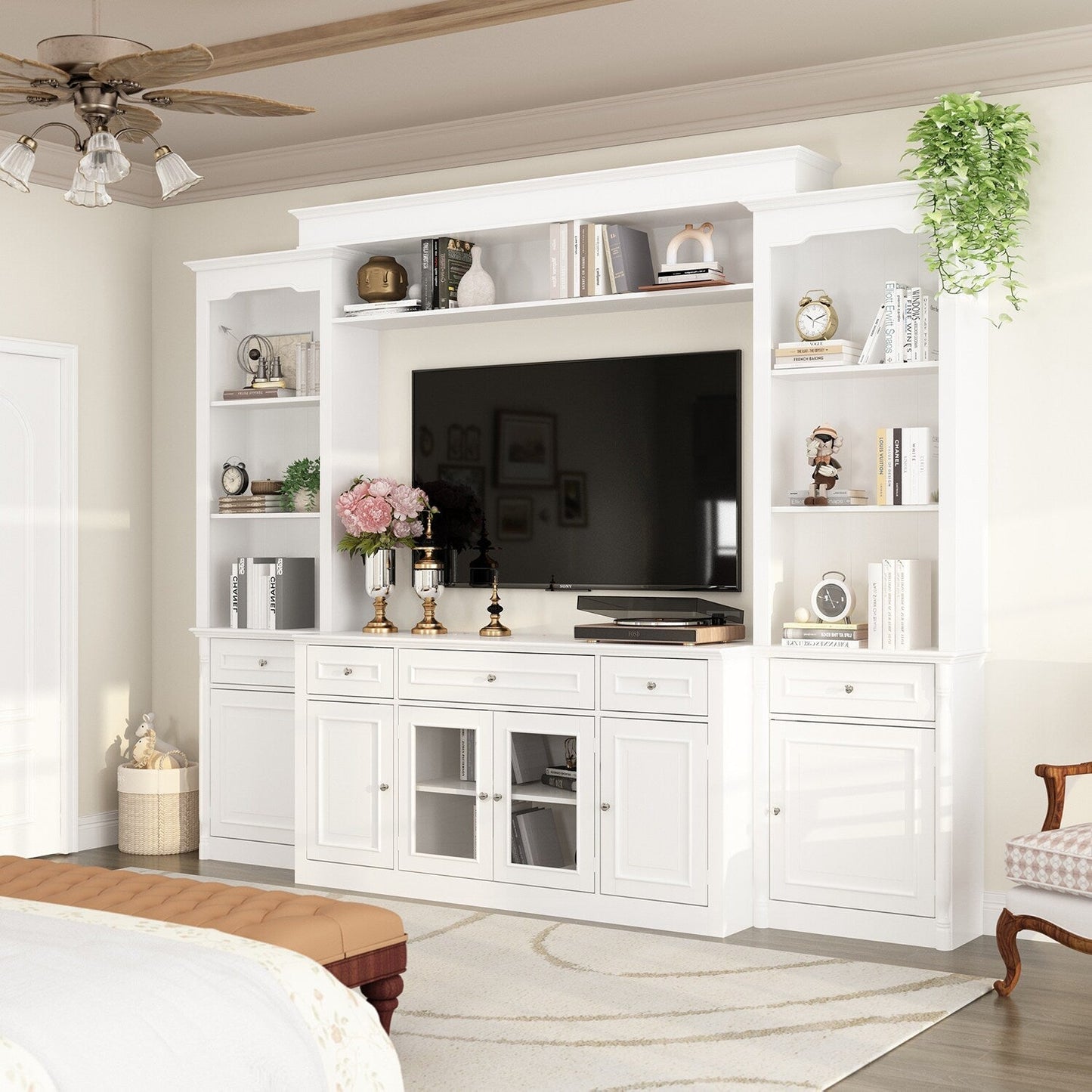 FUFU&GAGA Modern/Contemporary White Tv Cabinet (Accommodates TVs up to 55-in)
