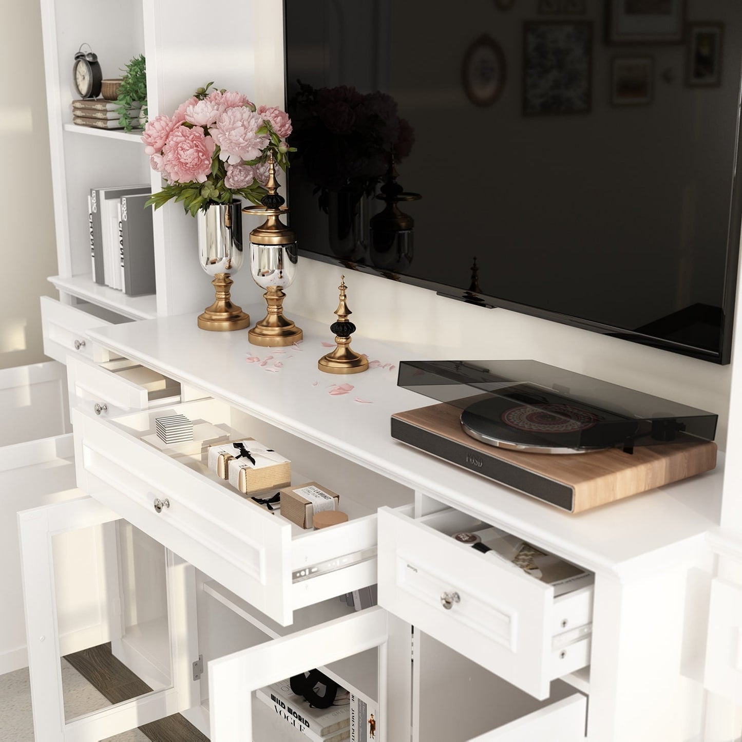 FUFU&GAGA Modern/Contemporary White Tv Cabinet (Accommodates TVs up to 55-in)