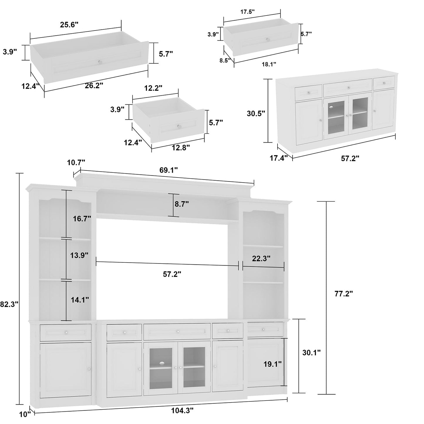 FUFU&GAGA Modern/Contemporary White Tv Cabinet (Accommodates TVs up to 55-in)