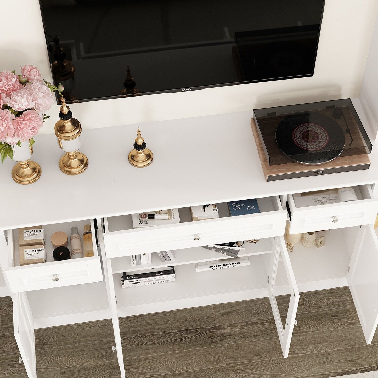 FUFU&GAGA Modern/Contemporary White Tv Cabinet (Accommodates TVs up to 55-in)