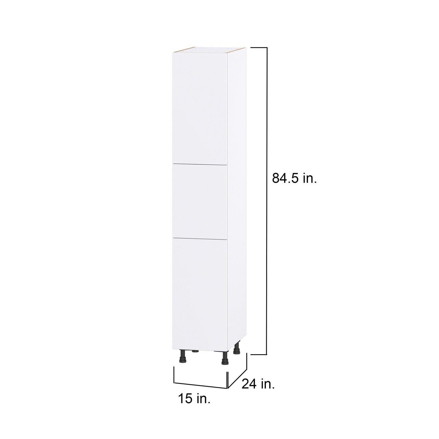 Hugo&Borg Lasalle 15-in W x 84.5-in H x 24-in D Bright White Slab Pantry Fully Assembled Cabinet (Flat Panel Slab Door Style)