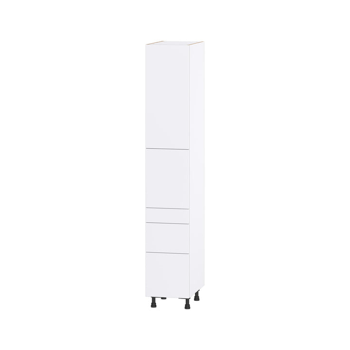Hugo&Borg Lasalle 15-in W x 89.5-in H x 24-in D Bright White Slab 5-Drawer Pantry Fully Assembled Cabinet (Flat Panel Slab Style)