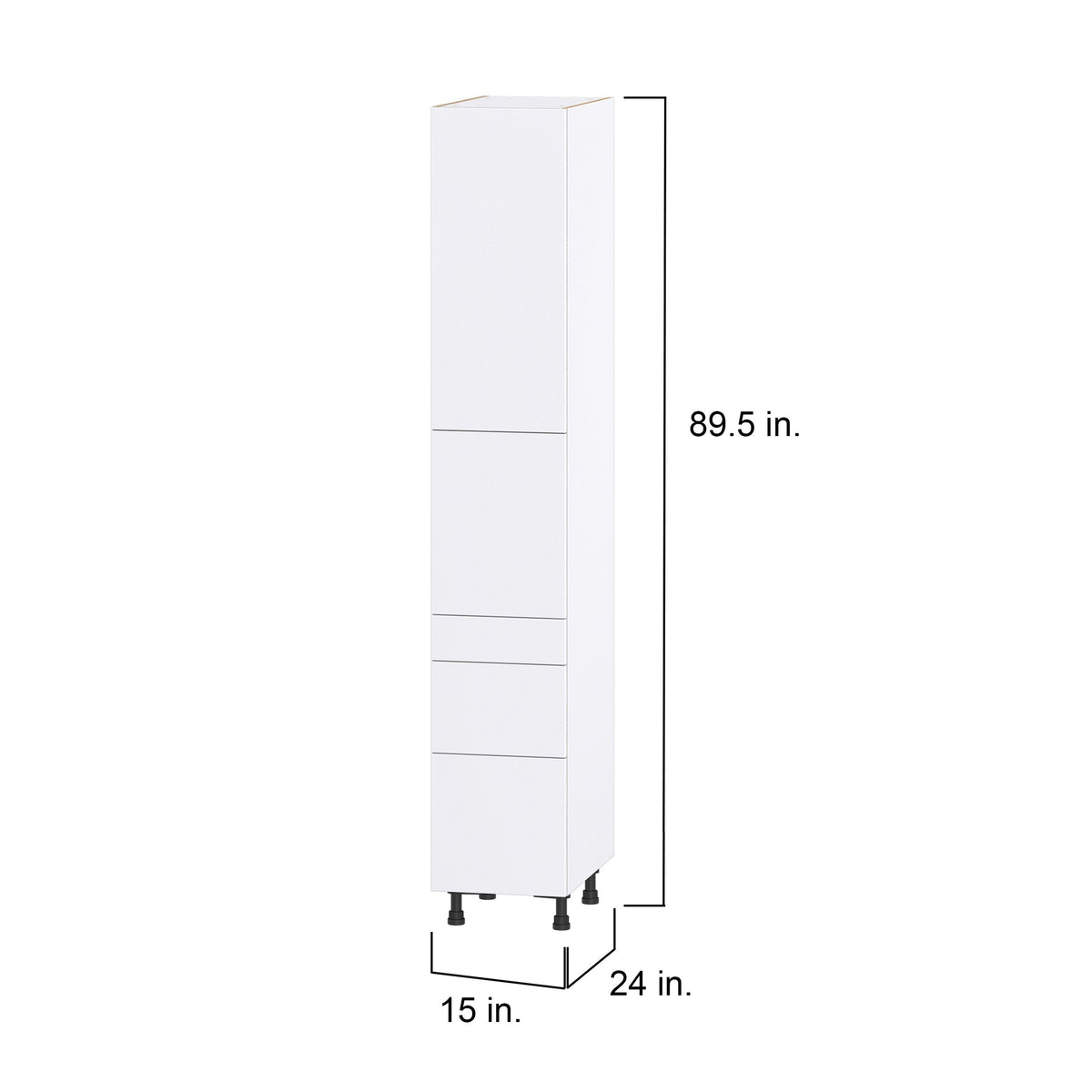 Hugo&Borg Lasalle 15-in W x 89.5-in H x 24-in D Bright White Slab 5-Drawer Pantry Fully Assembled Cabinet (Flat Panel Slab Style)