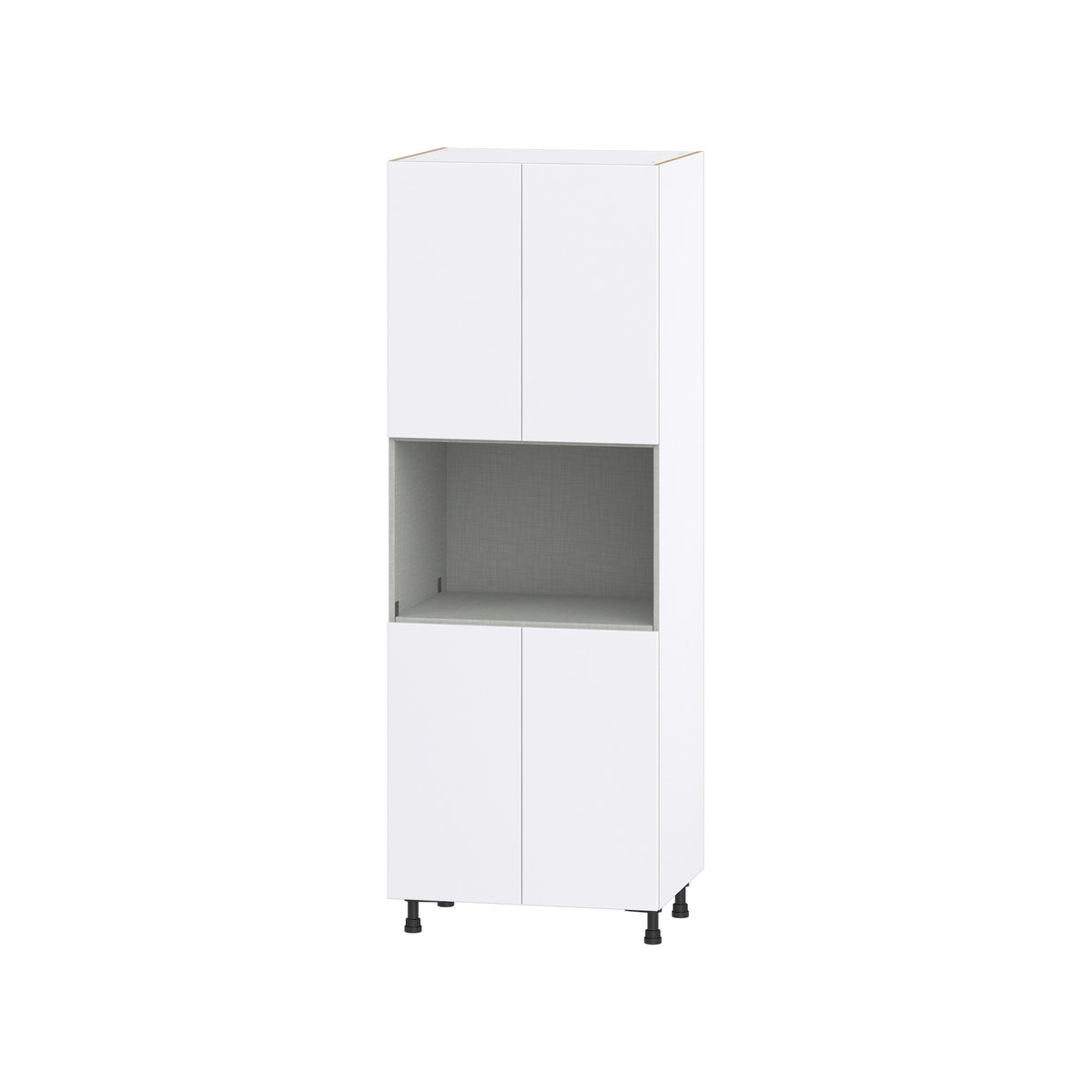 Hugo&Borg Lasalle 30-in W x 84.5-in H x 24-in D Bright White Slab Microwave Pantry Fully Assembled Cabinet (Flat Panel Slab Style)