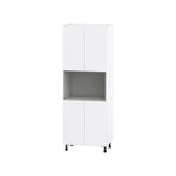 Hugo&Borg Lasalle 30-in W x 84.5-in H x 24-in D Bright White Slab Microwave Pantry Fully Assembled Cabinet (Flat Panel Slab Style)