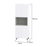 Hugo&Borg Lasalle 30-in W x 84.5-in H x 24-in D Bright White Slab Microwave Pantry Fully Assembled Cabinet (Flat Panel Slab Style)