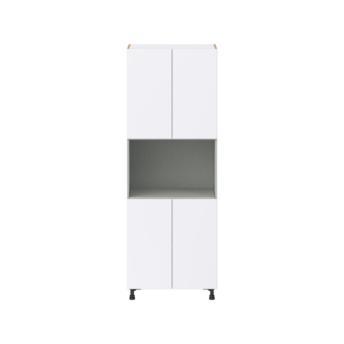Hugo&Borg Lasalle 30-in W x 84.5-in H x 24-in D Bright White Slab Microwave Pantry Fully Assembled Cabinet (Flat Panel Slab Style)