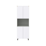 Hugo&Borg Lasalle 30-in W x 84.5-in H x 24-in D Bright White Slab Microwave Pantry Fully Assembled Cabinet (Flat Panel Slab Style)