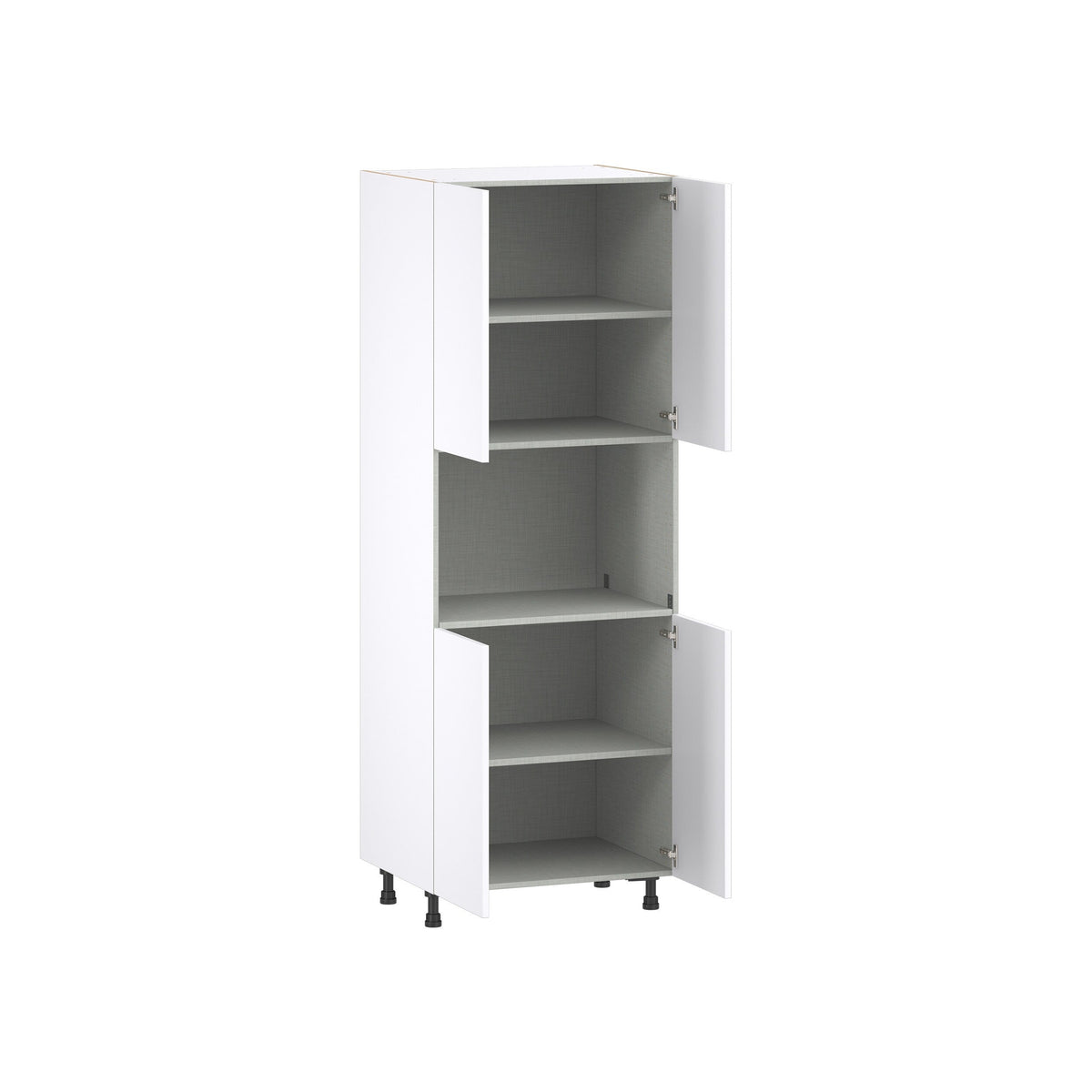 Hugo&Borg Lasalle 30-in W x 84.5-in H x 24-in D Bright White Slab Microwave Pantry Fully Assembled Cabinet (Flat Panel Slab Style)