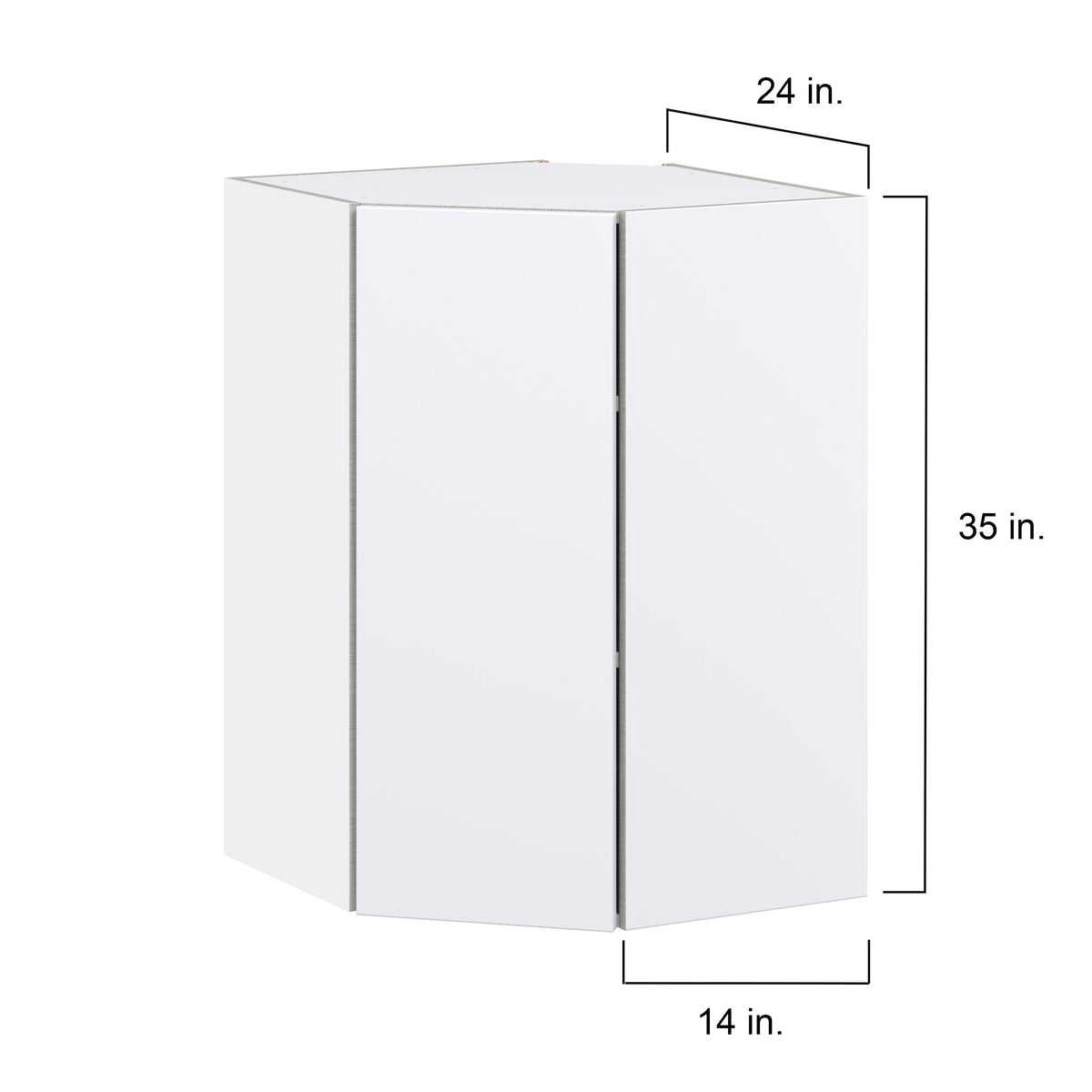 Hugo&Borg Lasalle 24-in W x 35-in H x 14-in D Bright White Slab Diagonal Corner Wall Fully Assembled Cabinet (Flat Panel Slab Style)
