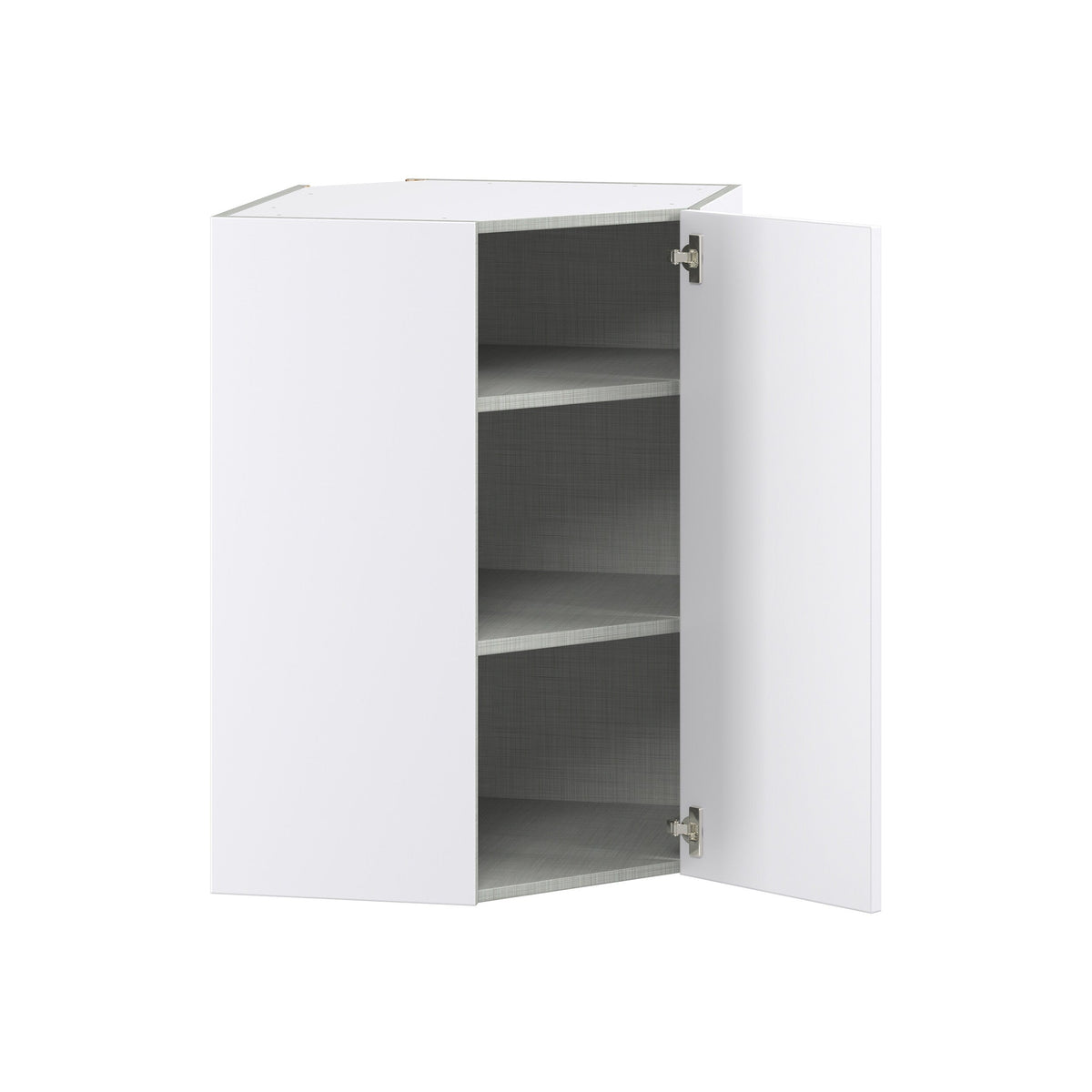 Hugo&Borg Lasalle 24-in W x 35-in H x 14-in D Bright White Slab Diagonal Corner Wall Fully Assembled Cabinet (Flat Panel Slab Style)