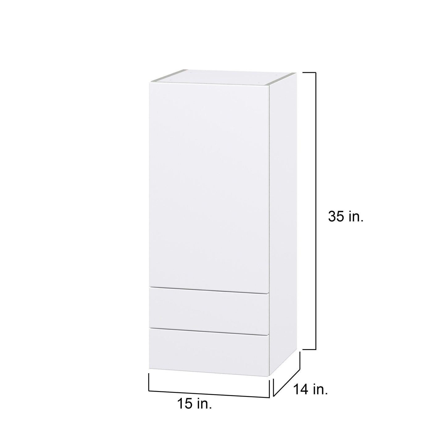 Hugo&Borg Lasalle 15-in W x 35-in H x 14-in D Bright White Slab 2-Drawers Wall Fully Assembled Cabinet (Flat Panel Slab Style)