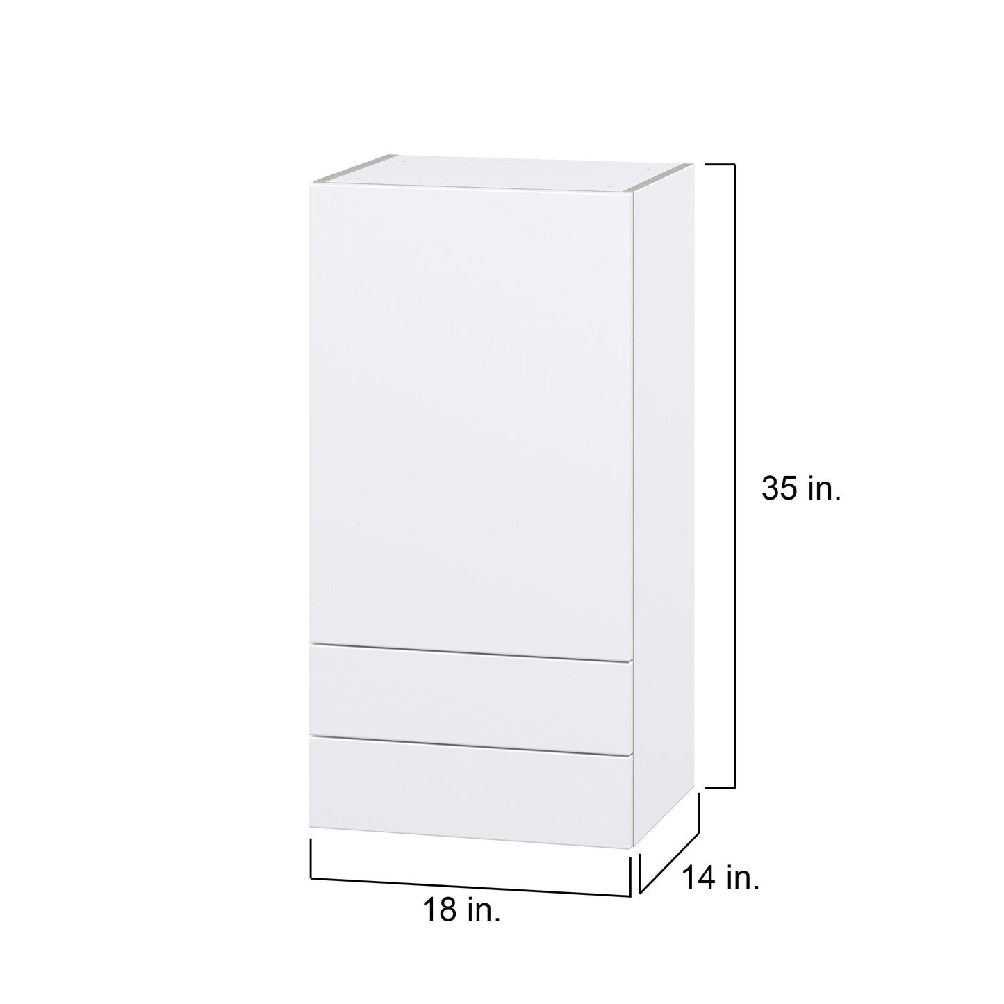 Hugo&Borg Lasalle 18-in W x 35-in H x 14-in D Bright White Slab 2-Drawers Wall Fully Assembled Cabinet (Flat Panel Slab Style)