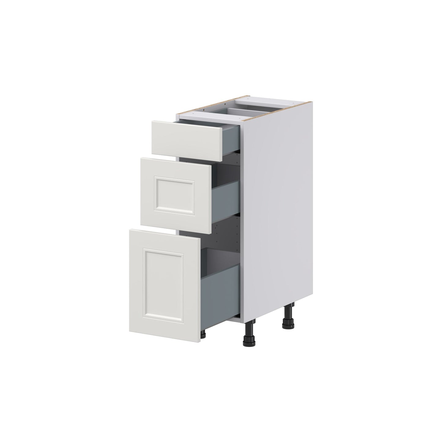 Hugo&Borg Belcourt 12-in W x 34.5-in H x 21-in D Gray Painted 3-Drawer Base Fully Assembled Cabinet (Recessed Panel Style)