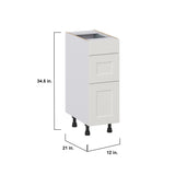 Hugo&Borg Belcourt 12-in W x 34.5-in H x 21-in D Gray Painted 3-Drawer Base Fully Assembled Cabinet (Recessed Panel Style)