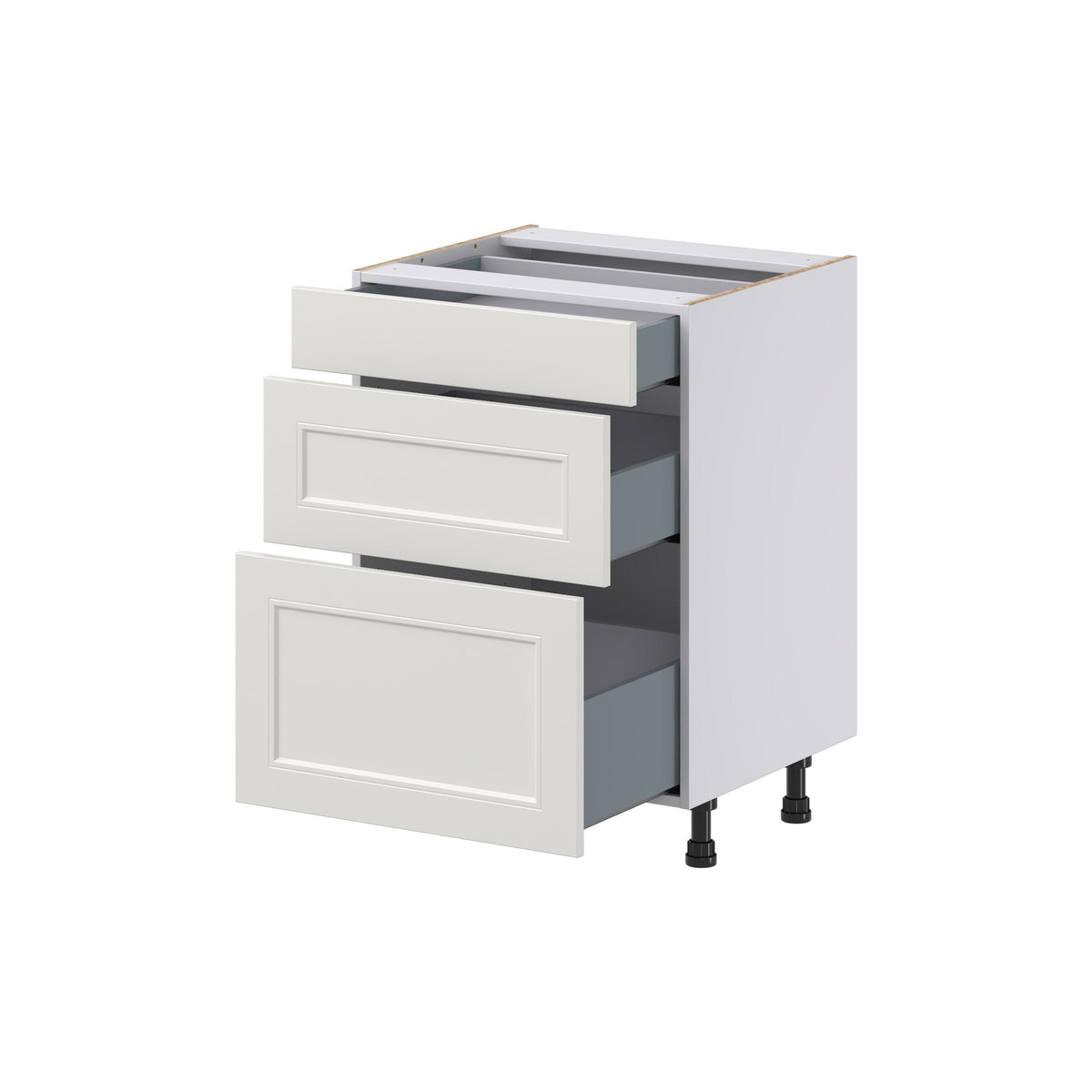 Hugo&Borg Belcourt 24-in W x 34.5-in H x 21-in D Gray Painted 3-Drawer Base Fully Assembled Cabinet (Recessed Panel Style)