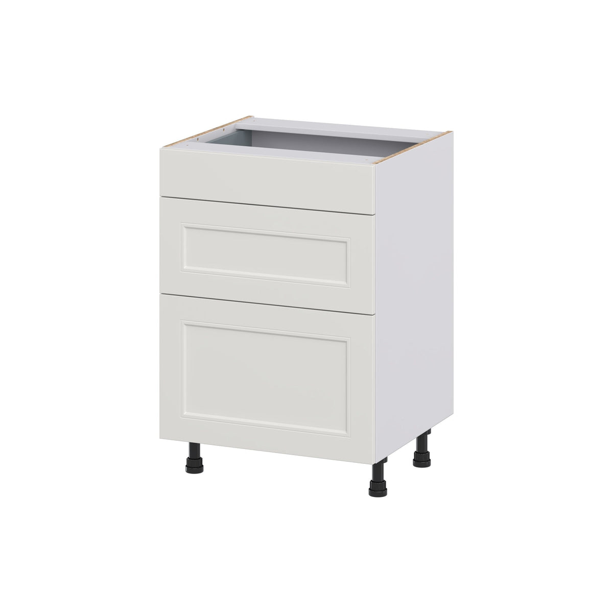 Hugo&Borg Belcourt 24-in W x 34.5-in H x 21-in D Gray Painted 3-Drawer Base Fully Assembled Cabinet (Recessed Panel Style)