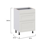 Hugo&Borg Belcourt 24-in W x 34.5-in H x 21-in D Gray Painted 3-Drawer Base Fully Assembled Cabinet (Recessed Panel Style)