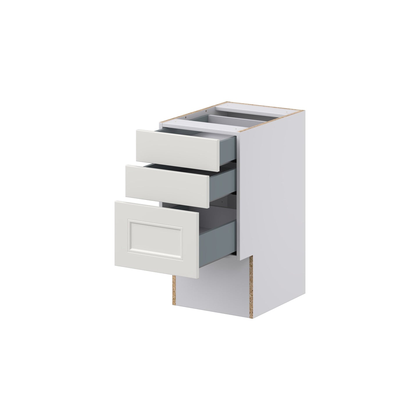 Hugo&Borg Belcourt 15-in W x 30-in H x 21-in D Gray Painted 3-Drawer Base Fully Assembled Cabinet (Recessed Panel Style)