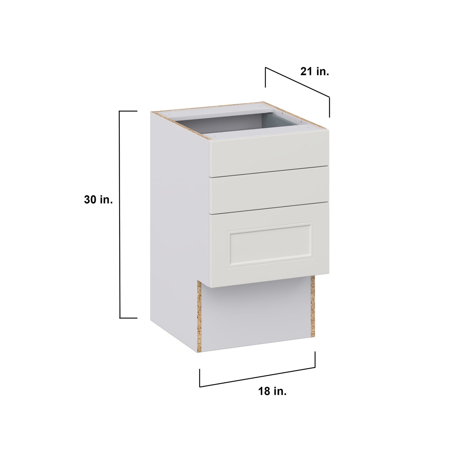 Hugo&Borg Belcourt 18-in W x 30-in H x 21-in D Gray Painted 3-Drawer Base Fully Assembled Cabinet (Recessed Panel Style)