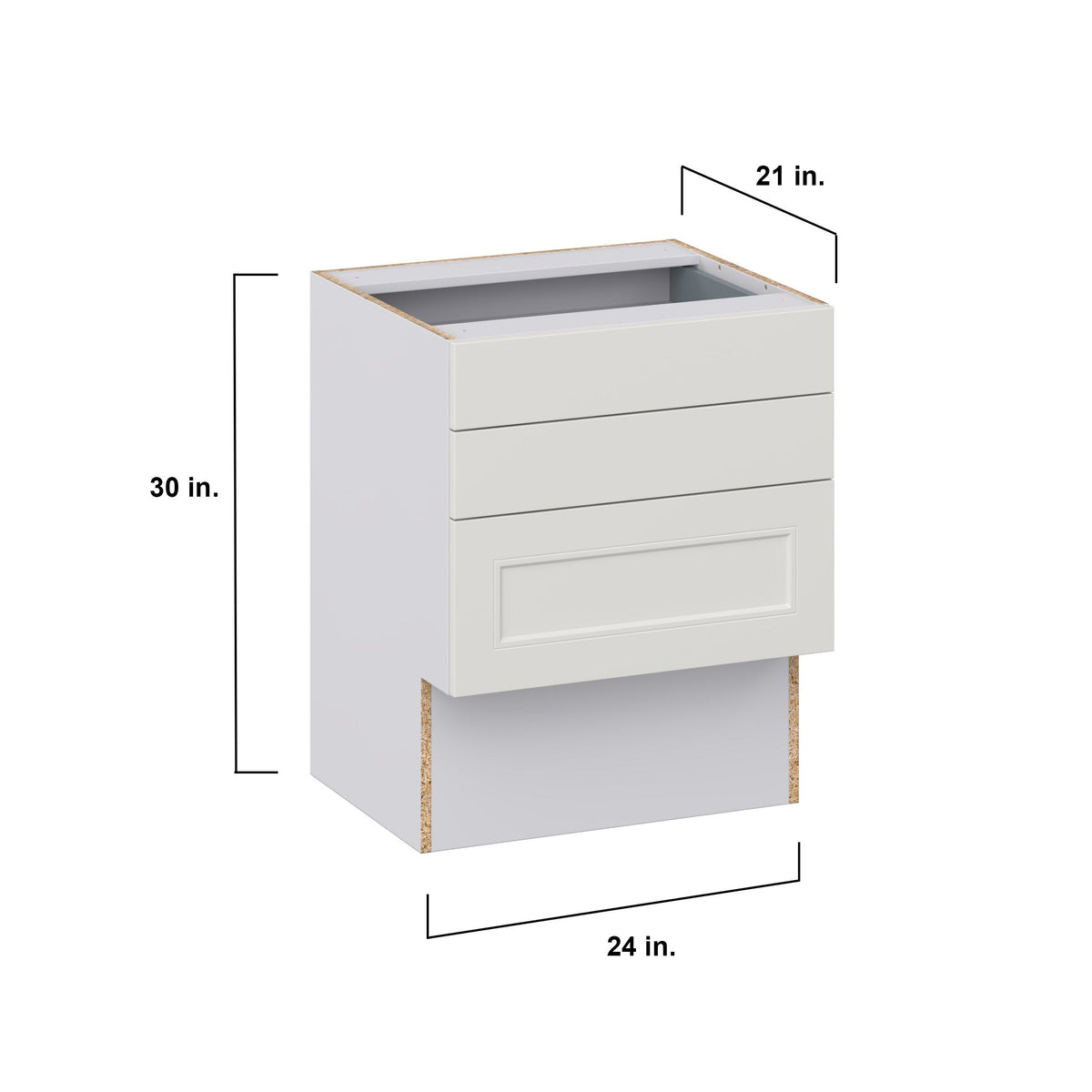 Hugo&Borg Belcourt 24-in W x 30-in H x 21-in D Gray Painted 3-Drawer Base Fully Assembled Cabinet (Recessed Panel Style)
