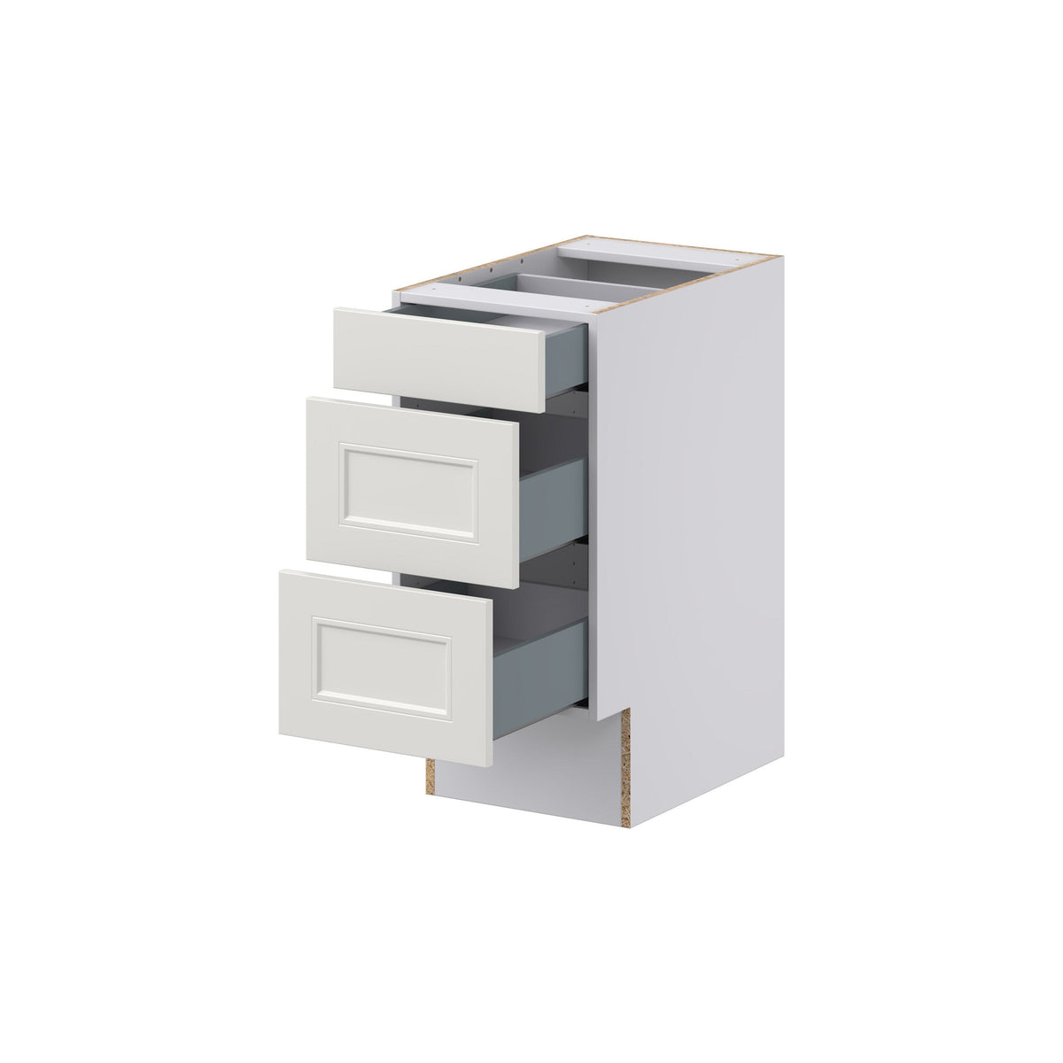 Hugo&Borg Belcourt 15-in W x 32.5-in H x 24-in D Gray Painted 3-Drawer Base Fully Assembled Cabinet (Recessed Panel Style)