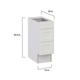 Hugo&Borg Belcourt 12-in W x 32.5-in H x 25-in D Gray Painted 3-Drawer Base Fully Assembled Cabinet (Recessed Panel Style)