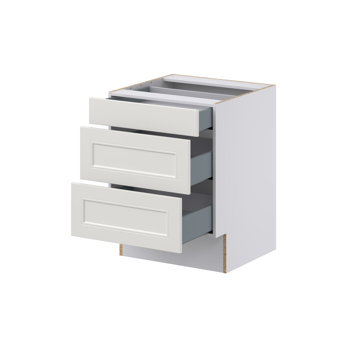 Hugo&Borg Belcourt 24-in W x 32.5-in H x 24-in D Gray Painted 3-Drawer Base Fully Assembled Cabinet (Recessed Panel Style)