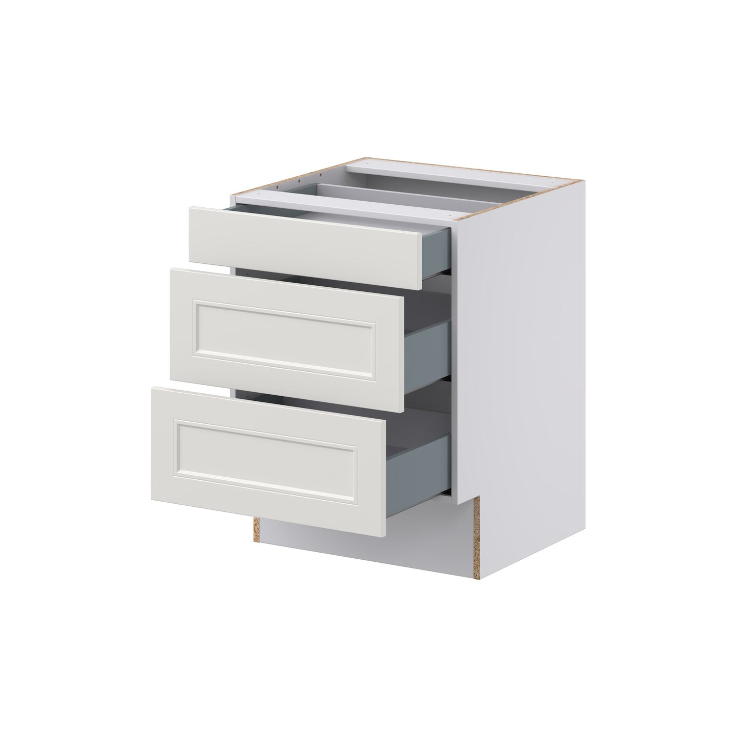 Hugo&Borg Belcourt 24-in W x 32.5-in H x 24-in D Gray Painted 3-Drawer Base Fully Assembled Cabinet (Recessed Panel Style)
