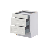 Hugo&Borg Belcourt 24-in W x 32.5-in H x 24-in D Gray Painted 3-Drawer Base Fully Assembled Cabinet (Recessed Panel Style)