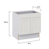 Hugo&Borg Belcourt 30-in W x 32.5-in H x 24-in D Gray Painted 1-Drawer Base Fully Assembled Cabinet (Recessed Panel Shaker Style)