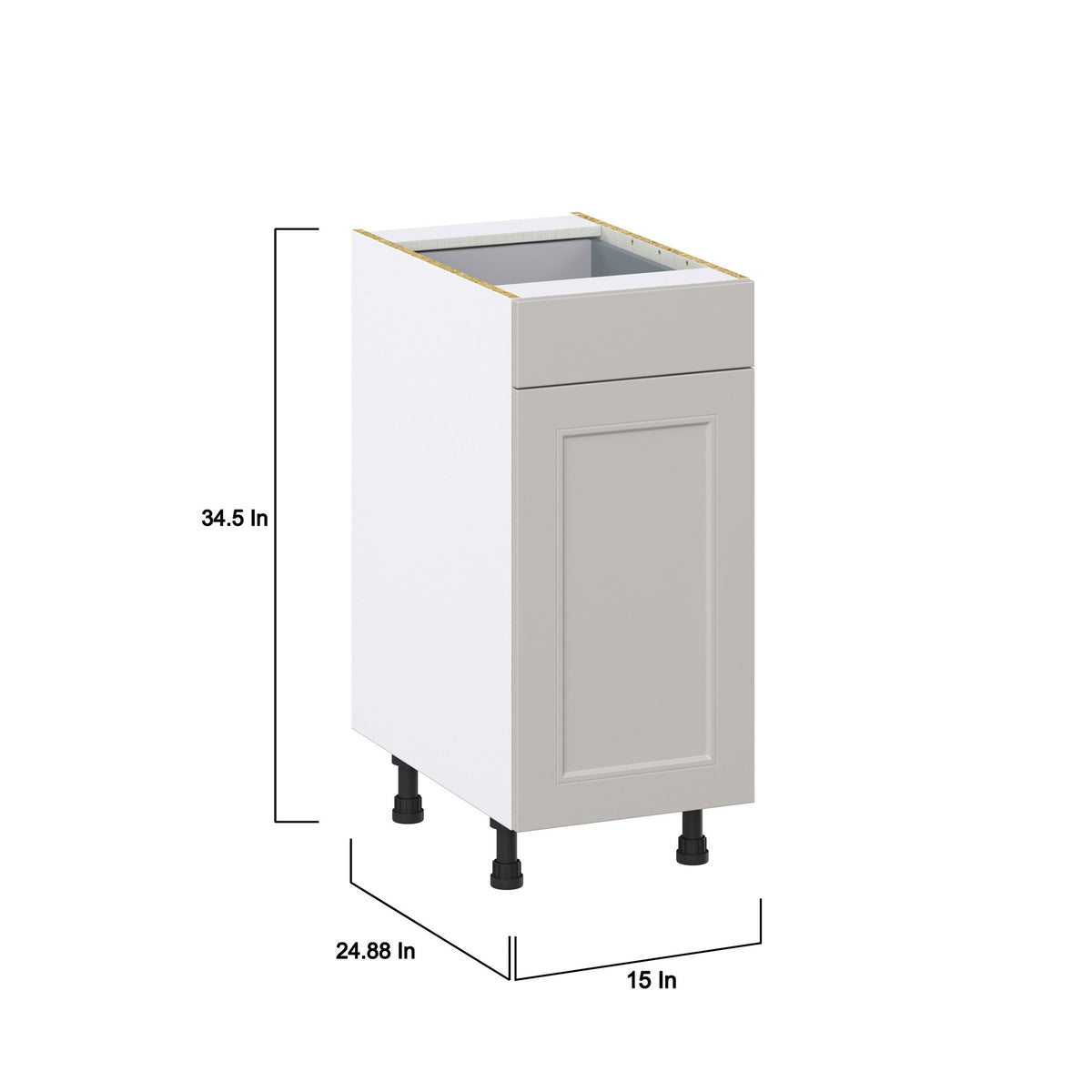 Hugo&Borg Belcourt 15-in W x 34.5-in H x 25-in D Gray Painted 1-Drawer Pull-out Cabinet Base Fully Assembled Cabinet (Recessed Panel Style)