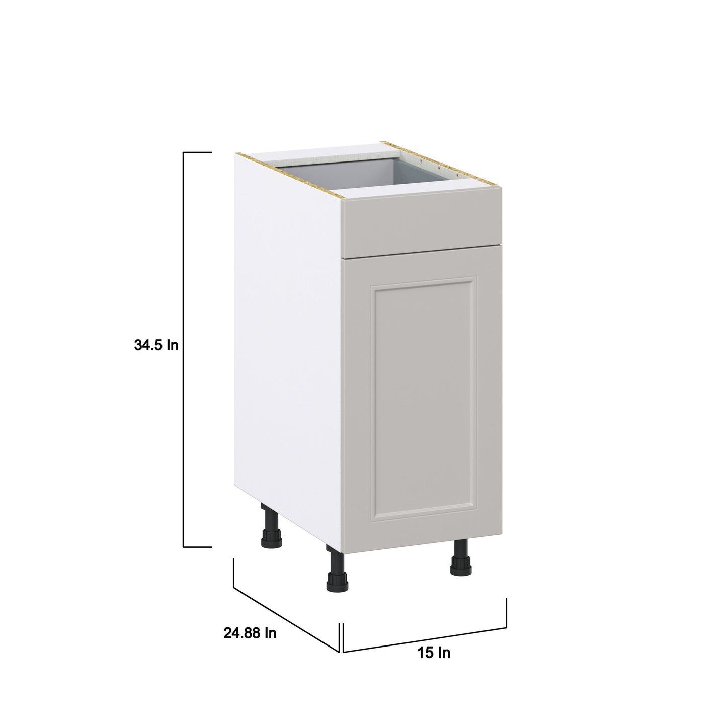 Hugo&Borg Belcourt 15-in W x 34.5-in H x 25-in D Gray Painted 1-Drawer Pull-out Cabinet Base Fully Assembled Cabinet (Recessed Panel Style)