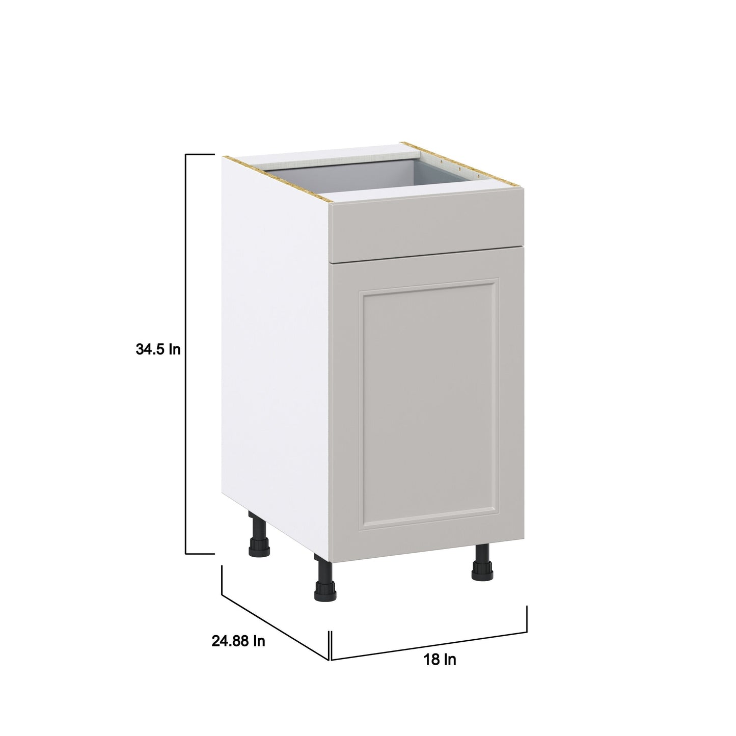 Hugo&Borg Belcourt 18-in W x 34.5-in H x 25-in D Gray Painted 1-Drawer Pull-out Cabinet Base Fully Assembled Cabinet (Recessed Panel Style)