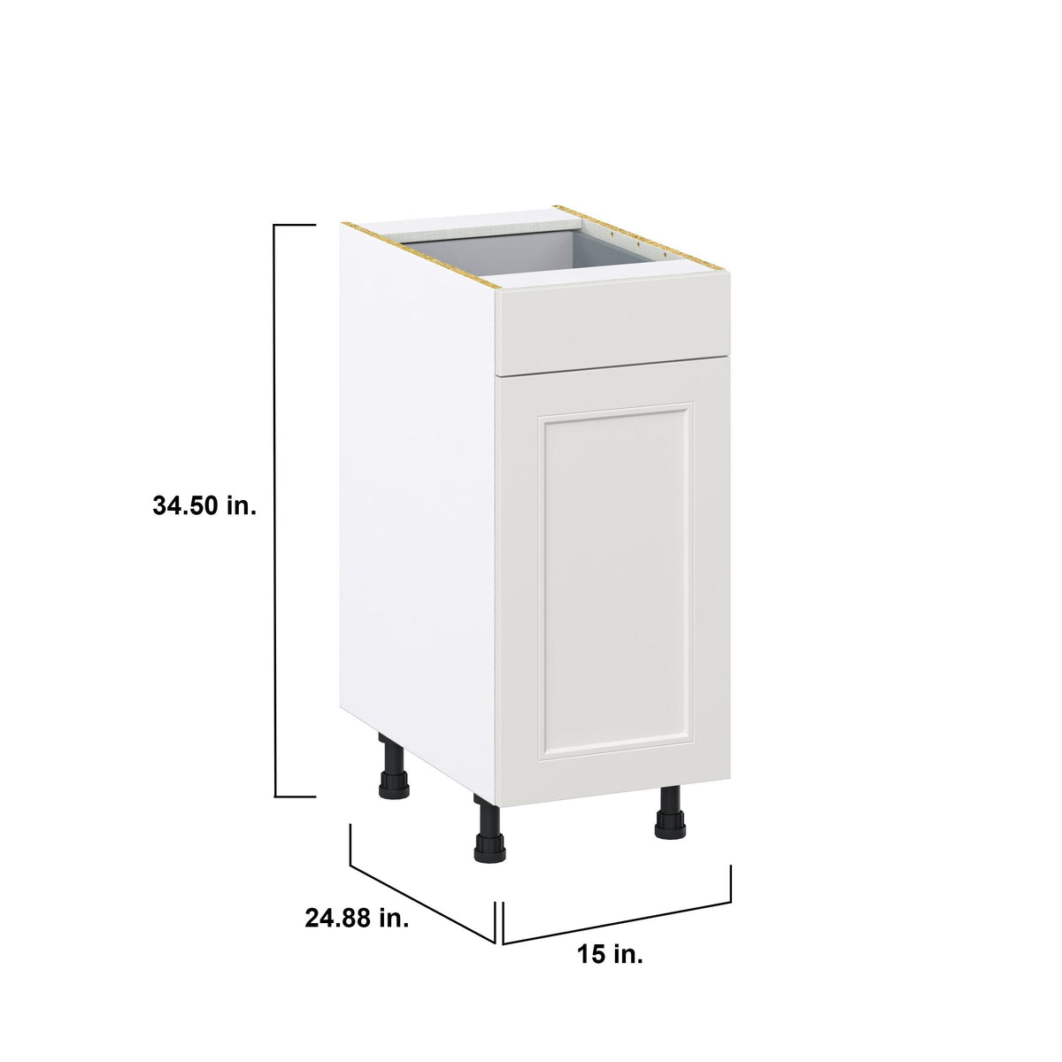 Hugo&Borg Belcourt 15-in W x 34.5-in H x 24-in D Gray Painted 1-Drawer Base Fully Assembled Cabinet (Recessed Panel Shaker Style)