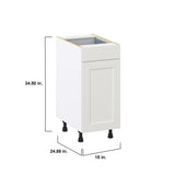 Hugo&Borg Belcourt 15-in W x 34.5-in H x 24-in D Gray Painted 1-Drawer Base Fully Assembled Cabinet (Recessed Panel Shaker Style)