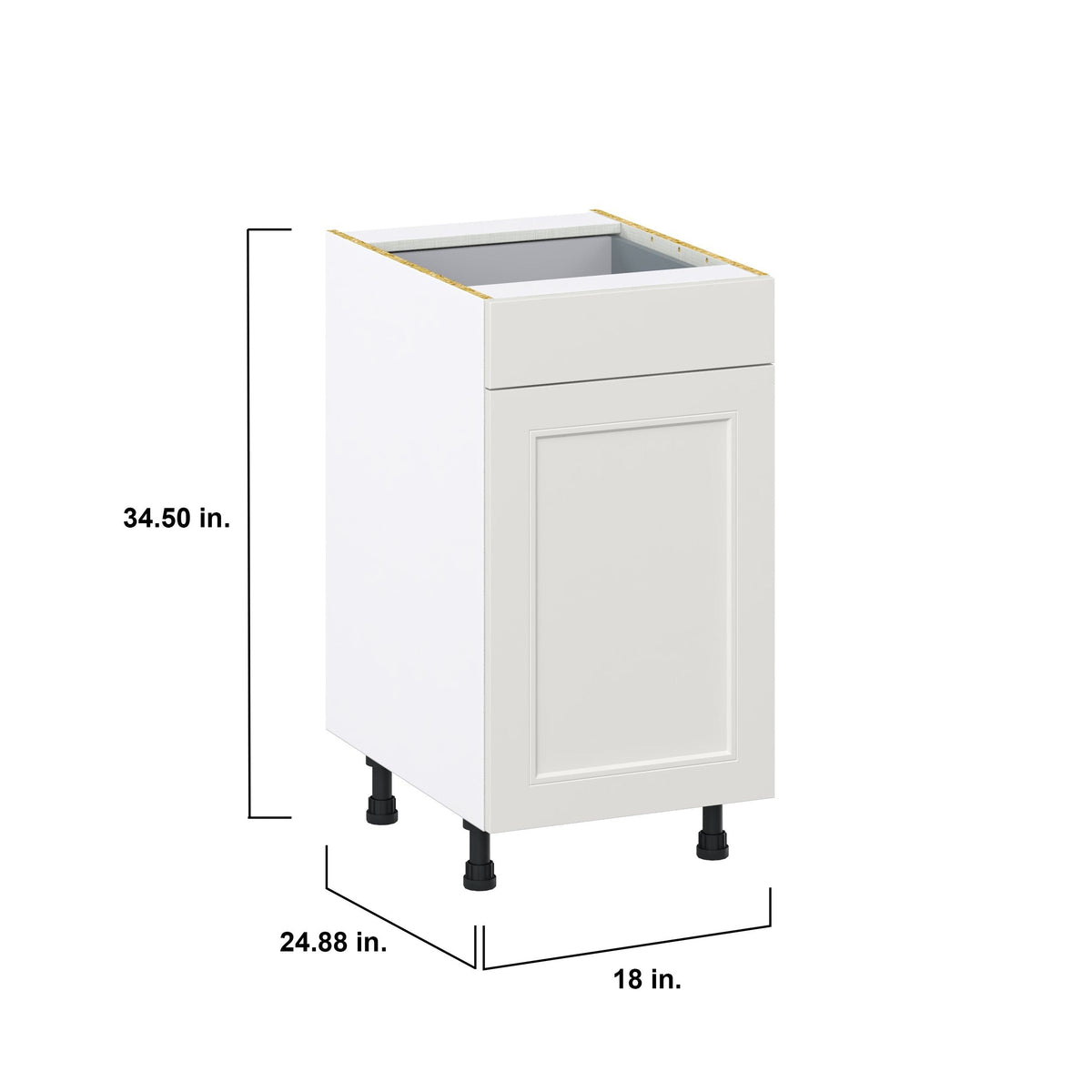 Hugo&Borg Belcourt 18-in W x 34.5-in H x 24-in D Gray Painted 1-Drawer Base Fully Assembled Cabinet (Recessed Panel Shaker Style)