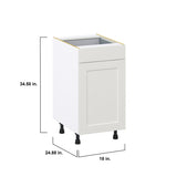 Hugo&Borg Belcourt 18-in W x 34.5-in H x 24-in D Gray Painted 1-Drawer Base Fully Assembled Cabinet (Recessed Panel Shaker Style)