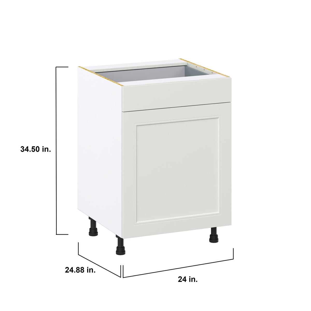 Hugo&Borg Belcourt 24-in W x 34.5-in H x 24-in D Gray Painted 1-Drawer Base Fully Assembled Cabinet (Recessed Panel Shaker Style)