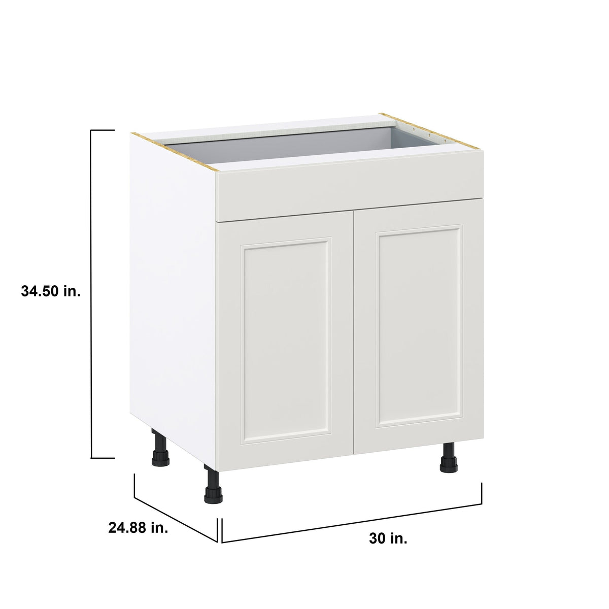 Hugo&Borg Belcourt 30-in W x 34.5-in H x 24-in D Gray Painted 1-Drawer Base Fully Assembled Cabinet (Recessed Panel Shaker Style)