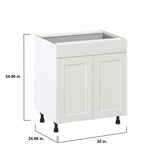 Hugo&Borg Belcourt 30-in W x 34.5-in H x 24-in D Gray Painted 1-Drawer Base Fully Assembled Cabinet (Recessed Panel Shaker Style)