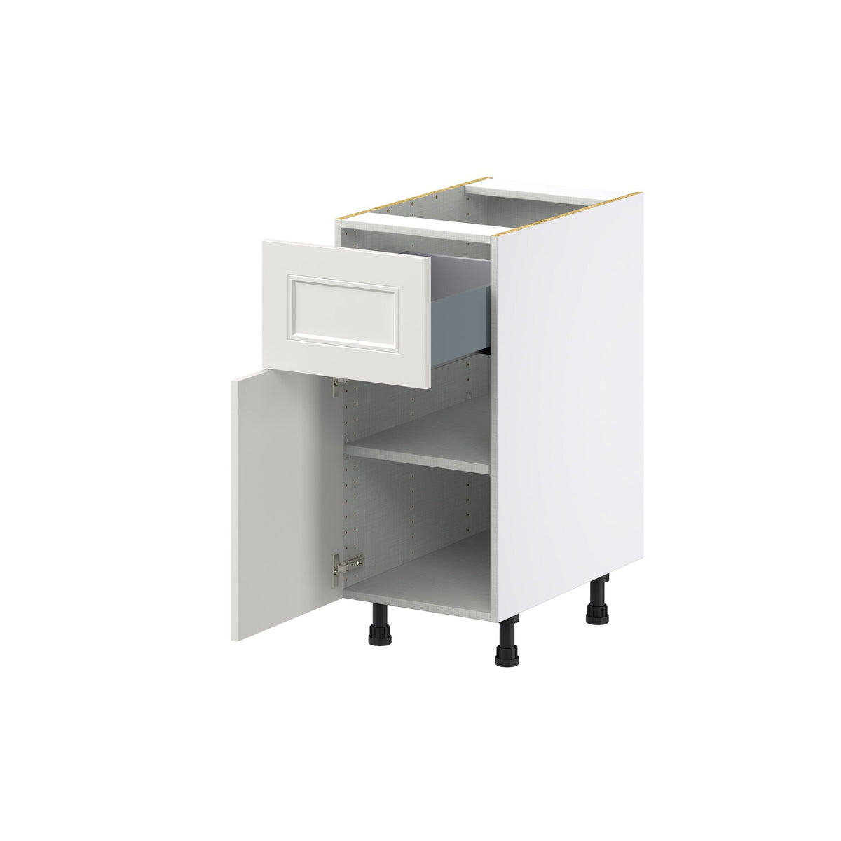 Hugo&Borg Belcourt 15-in W x 34.5-in H x 25-in D Gray Painted 1-Drawer Base Fully Assembled Cabinet (Recessed Panel Shaker Style)